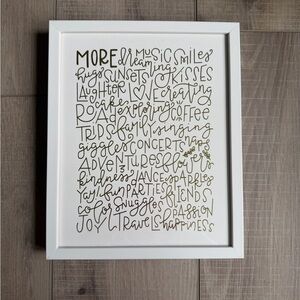 Minted Framed Word Art- white and gold 8x10
